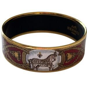 Hermes Cert Auth Enamel Cloisonné “Grand Apparat” Bangle Bracelet Plating